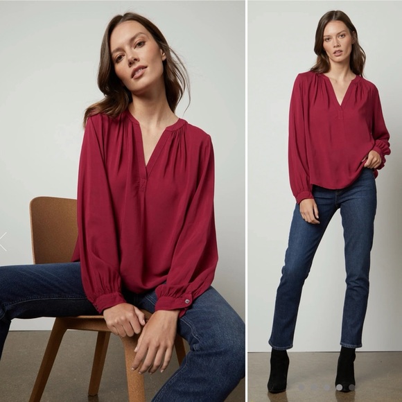 {Velvet} "Posie" Split Neck Blouse - Picture 1 of 12